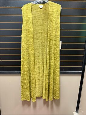 LuLaRoe Joy Vest Large NWT Mustard Gold Duster Sleeveless Open Front
